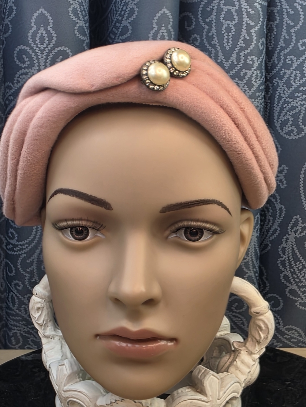 Vintage Henry Pollak New York 100% Wool "Selkirk" Juliet Cap Hat – Dusty Pink